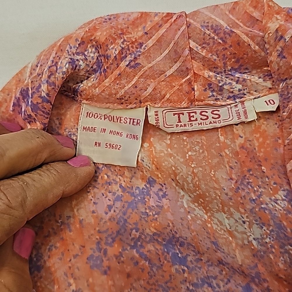 VINTAGE TESS MADE IN HONG KONG PINK PURPLE BLUE RED SOFT TOP SIZE 10 - Picture 7 of 8